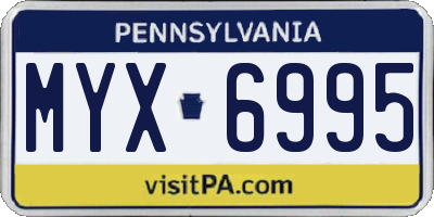 PA license plate MYX6995
