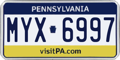PA license plate MYX6997