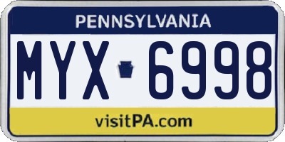 PA license plate MYX6998