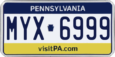 PA license plate MYX6999