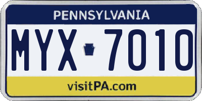 PA license plate MYX7010