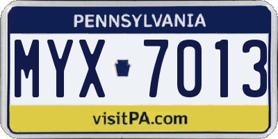 PA license plate MYX7013
