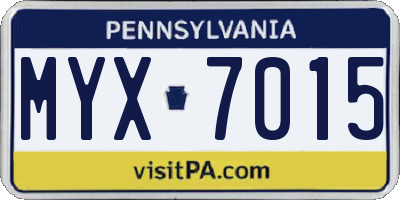 PA license plate MYX7015