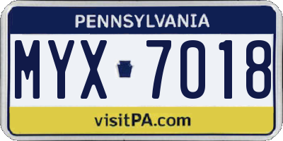 PA license plate MYX7018