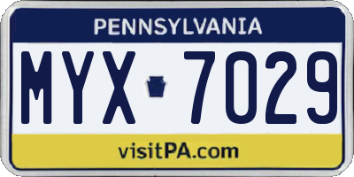 PA license plate MYX7029