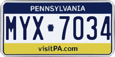 PA license plate MYX7034