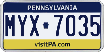 PA license plate MYX7035