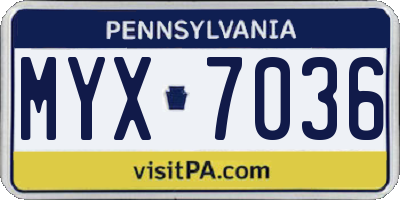 PA license plate MYX7036