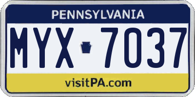 PA license plate MYX7037