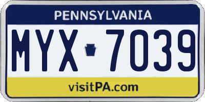 PA license plate MYX7039