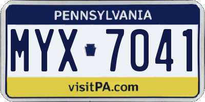 PA license plate MYX7041