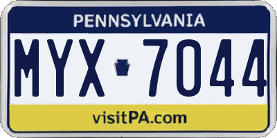PA license plate MYX7044