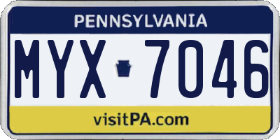 PA license plate MYX7046