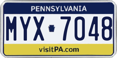 PA license plate MYX7048