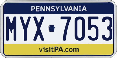 PA license plate MYX7053