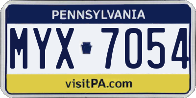 PA license plate MYX7054