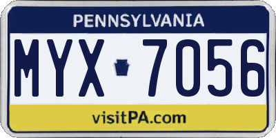 PA license plate MYX7056