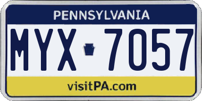 PA license plate MYX7057