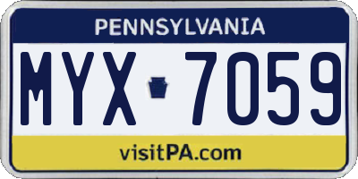 PA license plate MYX7059
