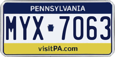 PA license plate MYX7063