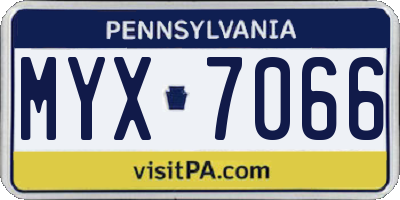 PA license plate MYX7066