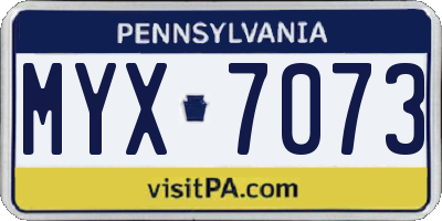 PA license plate MYX7073