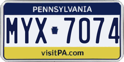 PA license plate MYX7074