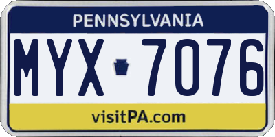 PA license plate MYX7076