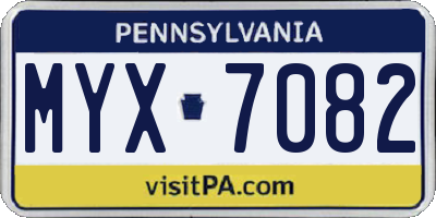 PA license plate MYX7082