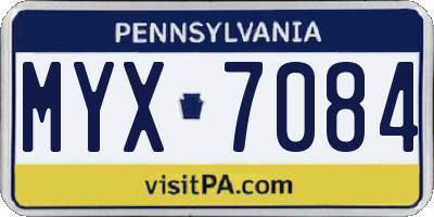 PA license plate MYX7084