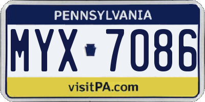 PA license plate MYX7086