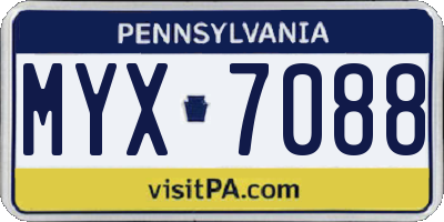 PA license plate MYX7088