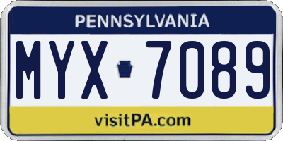 PA license plate MYX7089