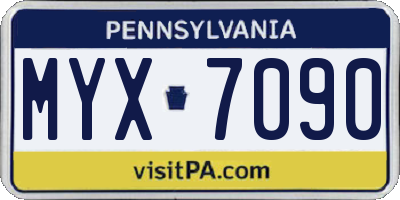 PA license plate MYX7090