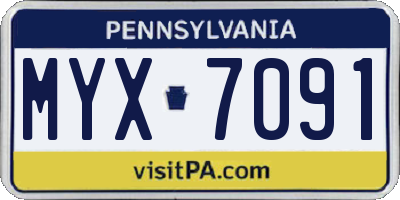 PA license plate MYX7091