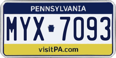 PA license plate MYX7093