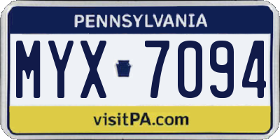 PA license plate MYX7094