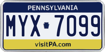 PA license plate MYX7099