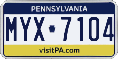 PA license plate MYX7104