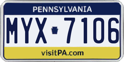 PA license plate MYX7106