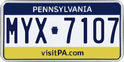 PA license plate MYX7107