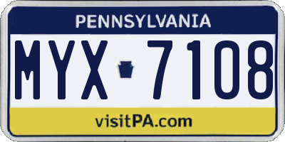 PA license plate MYX7108