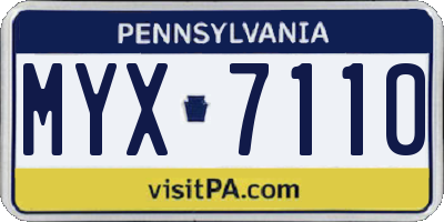 PA license plate MYX7110