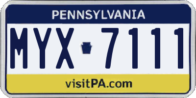 PA license plate MYX7111