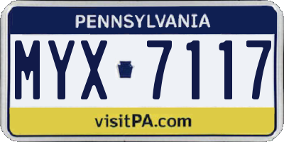PA license plate MYX7117