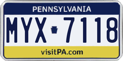 PA license plate MYX7118