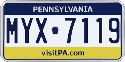 PA license plate MYX7119
