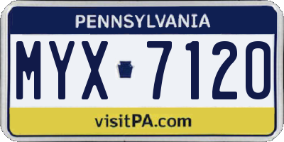 PA license plate MYX7120
