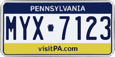 PA license plate MYX7123