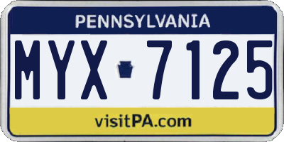 PA license plate MYX7125